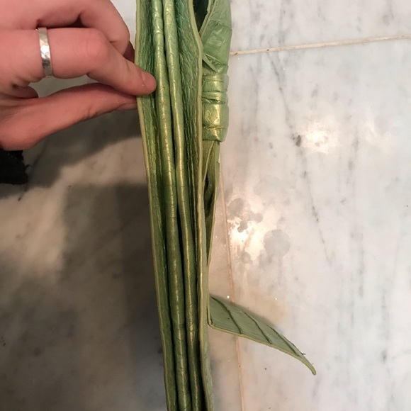 Nancy Gonzales green crocodile  oversized clutch - Picture 3 of 6